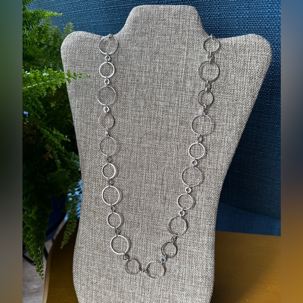 Silver Necklace with Circles Modern Look